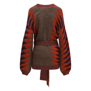 One Collective Como jacquard belted cardigan Spice