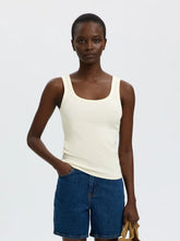 Load image into Gallery viewer, Selected Wanna U neck ribbed tank top Snow White - CW CW 
