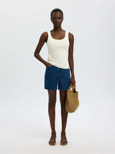 Load image into Gallery viewer, Selected Wanna U neck ribbed tank top Snow White - CW CW 
