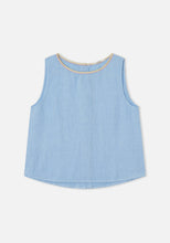 Load image into Gallery viewer, Dr Bloom Ana linen neon trim top Sky
