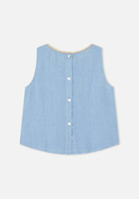 Load image into Gallery viewer, Dr Bloom Ana linen neon trim top Sky
