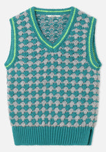 Load image into Gallery viewer, Dr Bloom Chaleco Criss Cross intarsia vest Turquoise

