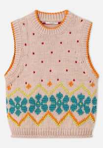 Dr Bloom Jumpy intarsia knit vest Nude