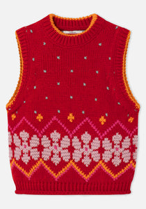 Dr Bloom Jumpy intarsia knit vest Rojo