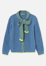 Load image into Gallery viewer, Dr. Bloom Grace scarf detail cardigan Azul

