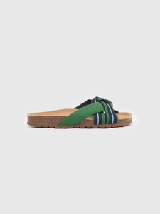 Nice Things Stripe print organic fabric sandals Green