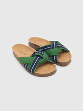 Load image into Gallery viewer, Nice Things Stripe print organic fabric sandals Green
