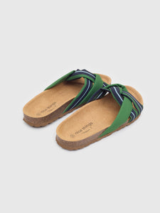 Nice Things Stripe print organic fabric sandals Green