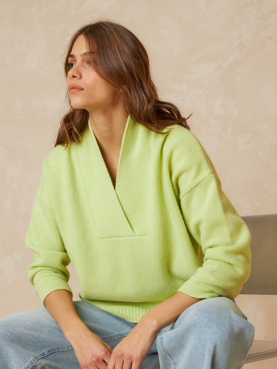 Indi & Cold Shawl collar knit Sorbet