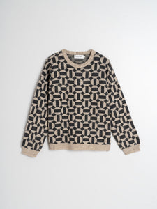 Indi & Cold Geometric jacquard knit Black Camel