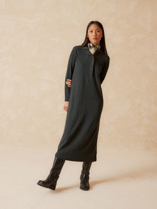 Indi & Cold Rice stitch long knit dress Charcoal