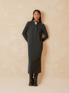 Indi & Cold Rice stitch long knit dress Charcoal