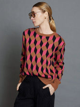 Load image into Gallery viewer, Skatïe Geometric jacquard sweater Neon Pink
