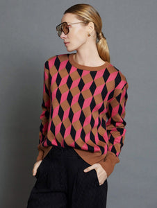 Skatïe Geometric jacquard sweater Neon Pink