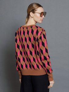 Skatïe Geometric jacquard sweater Neon Pink