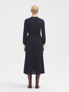 Nice Things Plumetti pin dot jacquard dress Navy