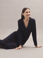 Load image into Gallery viewer, Nice things Scaled dot long dress Navy
