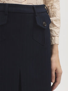 Nice Things Pinstripe pockets detail skirt Navy