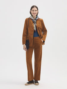 Nice Things Bubble cord classic trouser Tan