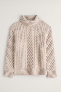 Seasalt Pine forest merino wool cable jumper Aran