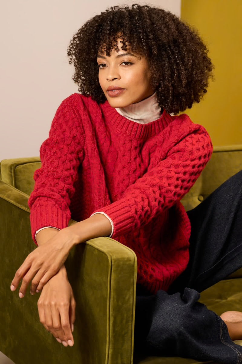 THE TOÉ Nîmes handmade cable knit red Nîmes handmade cable knit – THE TOÉ