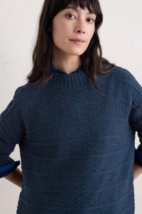 Seasalt Penkestle jacquard knit jumper Maritime