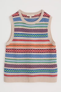 Seasalt Percella cove vest knit Abstraction Multi