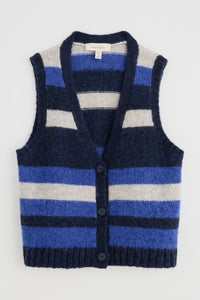 Seasalt Painter striped mohair blend knit waistcoat Caravannel Ink Mix