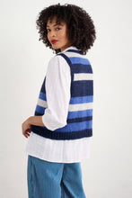 Load image into Gallery viewer, Seasalt Painter striped mohair blend knit waistcoat Caravannel Ink Mix
