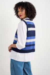 Seasalt Painter striped mohair blend knit waistcoat Caravannel Ink Mix