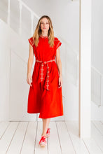 Load image into Gallery viewer, Bonté Eden embroidery detail dress Cherry Tomato Red
