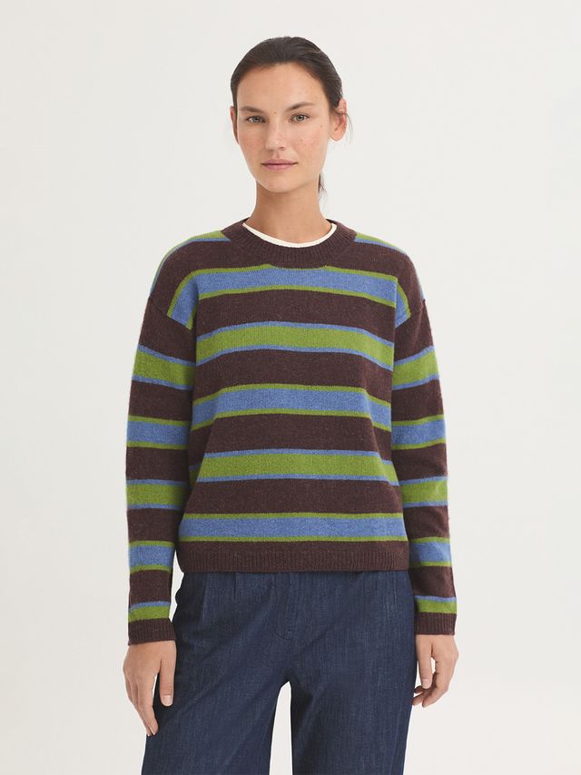 Nice Things Striped wool sweater Smoke Green