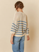 Load image into Gallery viewer, Indi &amp; Cold Crochet knit striped sweater Indigo Blue
