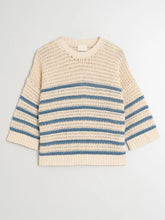 Load image into Gallery viewer, Indi &amp; Cold Crochet knit striped sweater Indigo Blue
