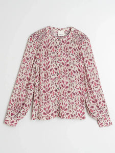 Indi & Cold Paisley smock detail georgette blouse Frambuesa