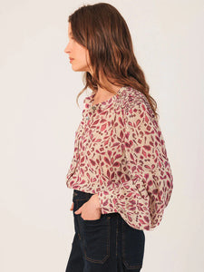 Indi & Cold Paisley smock detail georgette blouse Frambuesa