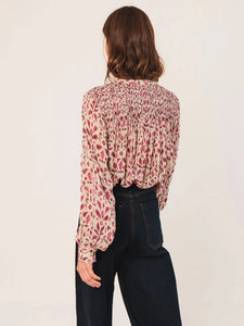 Indi & Cold Paisley smock detail georgette blouse Frambuesa
