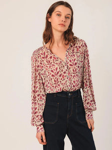 Indi & Cold Paisley smock detail georgette blouse Frambuesa