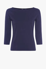 Load image into Gallery viewer, Great Plains Slash neck Organic Cotton top Navy
