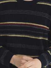 Load image into Gallery viewer, Nice Things Multi stripe round neck jumper Navy Multi
