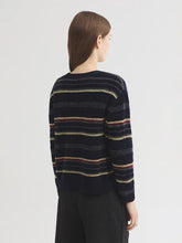 Load image into Gallery viewer, Nice Things Multi stripe round neck jumper Navy Multi

