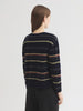Nice Things Multi stripe round neck jumper Navy Multi