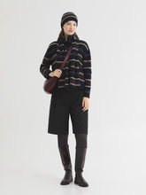 Load image into Gallery viewer, Nice Things Multi stripe round neck jumper Navy Multi
