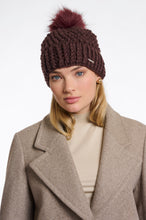 Load image into Gallery viewer, Rino &amp; Pelle Kevina chunky knit detachable pom pom beanie chocolate
