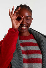 Load image into Gallery viewer, Compañia Fantastica striped cosy knit Ruby Grey
