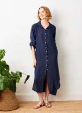 Load image into Gallery viewer, Suzy D Larino long linen shirt dress Navy - CW CW 
