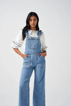 Load image into Gallery viewer, seventy + mochi Elodie frill denim dungaree Rodeo Vintage
