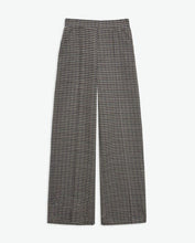 Load image into Gallery viewer, Yerse Check wide leg jacquard knit trouser Grey

