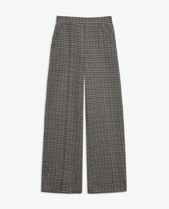 Yerse Check wide leg jacquard knit trouser Grey