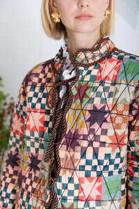 Bonté Mikka reversible quilted check & print jacket Ink Sand Multi